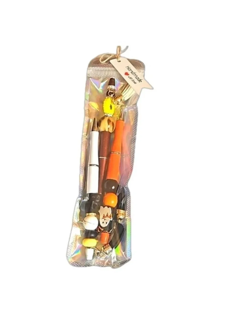 Handmade Beaded Pens Set of 3 Fall Halloween Floral